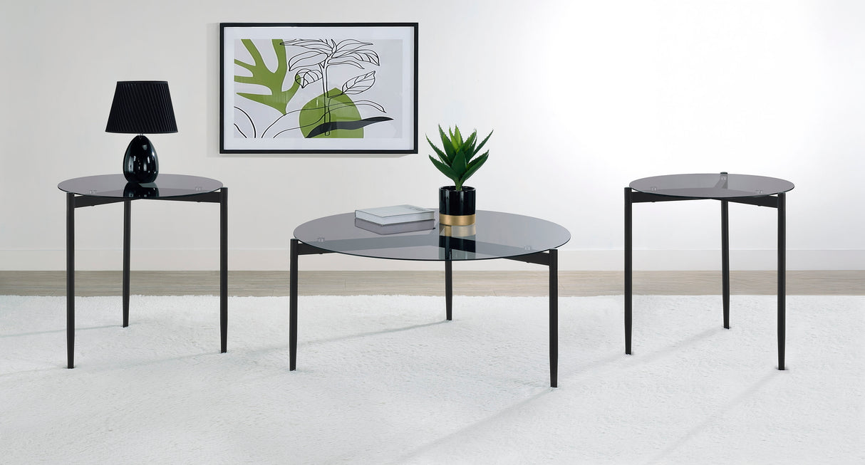 Furniture City Houma - Coaster - Rosalie 3-piece Round Coffee and End Table Set Grey - 710168-S3