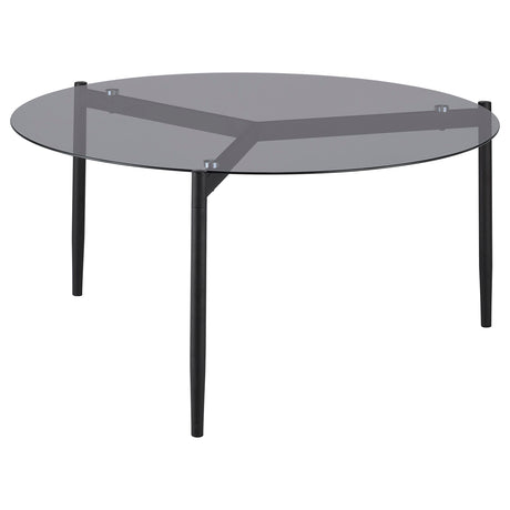 Furniture City Houma - Coaster - Rosalie Round Smoked Glass Top Coffee Table Grey - 710168