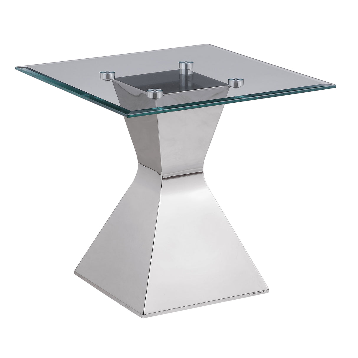 Furniture City Houma - Coaster - Jenny Glass Top Stainless Steel Side End Table Chrome - 710207