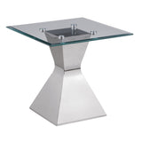 Furniture City Houma - Coaster - Jenny Glass Top Stainless Steel Side End Table Chrome - 710207