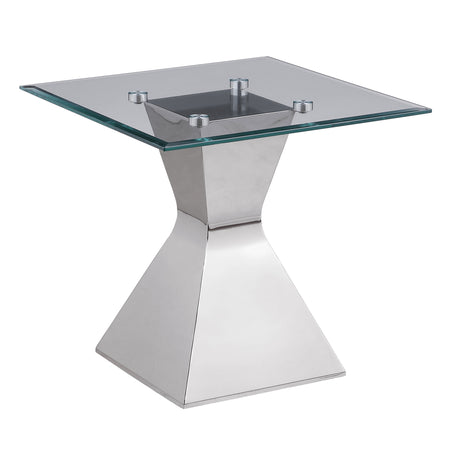 Furniture City Houma - Coaster - Jenny Glass Top Stainless Steel Side End Table Chrome - 710207