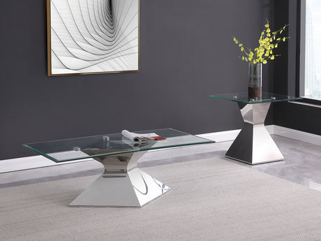 Furniture City Houma - Coaster - Jenny 2-piece Rectangular Coffee and End Table Set Chrome - 710208-S2