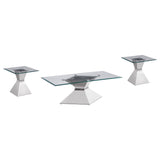 Furniture City Houma - Coaster - Jenny 3-piece Rectangular Coffee and End Table Set Chrome - 710208-S3