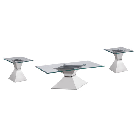 Furniture City Houma - Coaster - Jenny 3-piece Rectangular Coffee and End Table Set Chrome - 710208-S3
