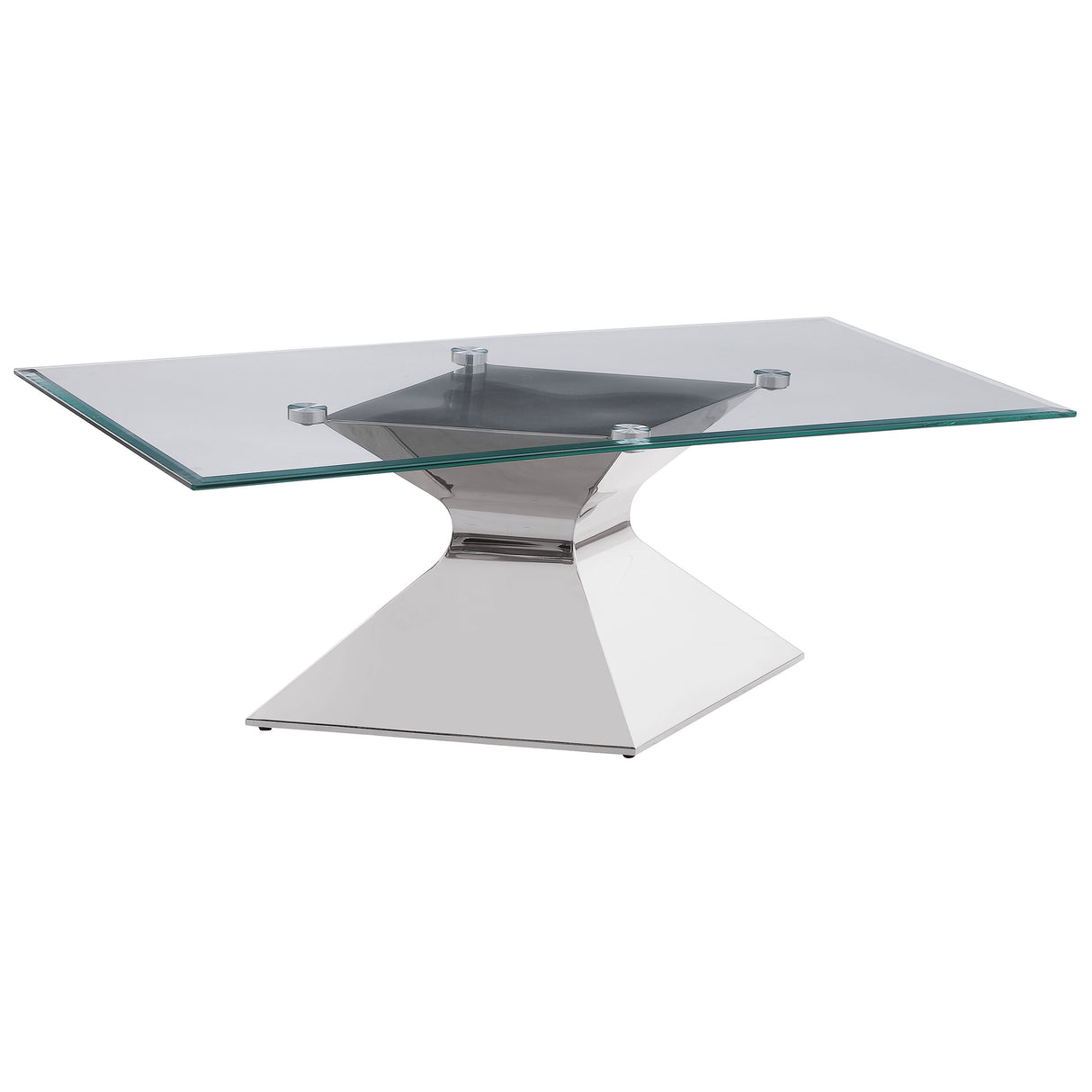 Furniture City Houma - Coaster - Jenny Glass Top Stainless Steel Coffee Table Chrome - 710208