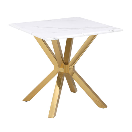 Furniture City Houma - Coaster - Visalia Faux Marble Top Stainless Steel End Table Gold - 710217