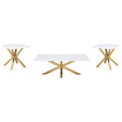 Furniture City Houma - Coaster - Visalia 3-piece Faux Marble Coffee and End Table Set White - 710218-S3