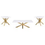 Furniture City Houma - Coaster - Visalia 3-piece Faux Marble Coffee and End Table Set White - 710218-S3