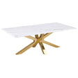 Furniture City Houma - Coaster - Visalia Faux Marble Top Stainless Steel Coffee Table Gold - 710218