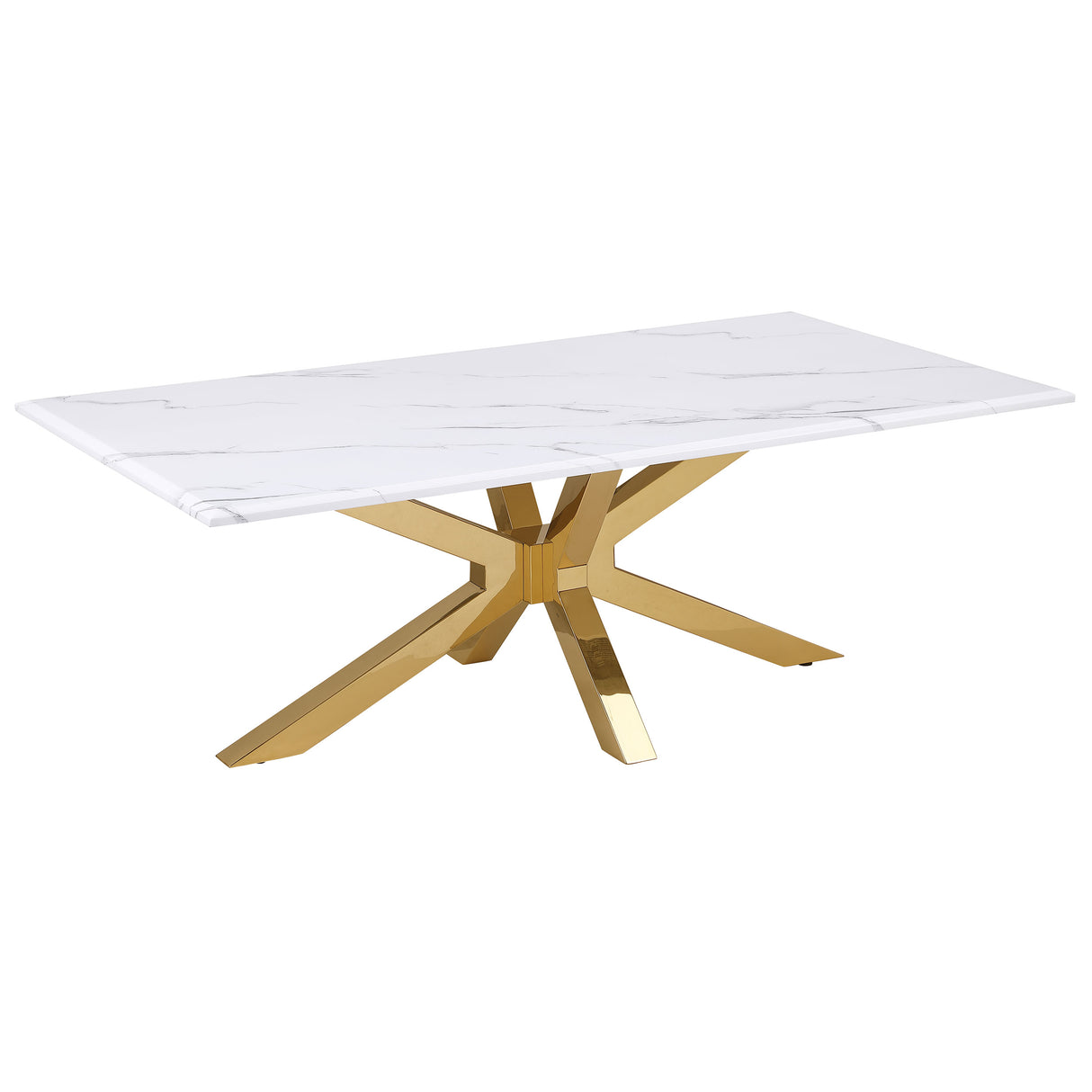 Furniture City Houma - Coaster - Visalia Faux Marble Top Stainless Steel Coffee Table Gold - 710218
