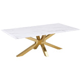 Furniture City Houma - Coaster - Visalia Faux Marble Top Stainless Steel Coffee Table Gold - 710218