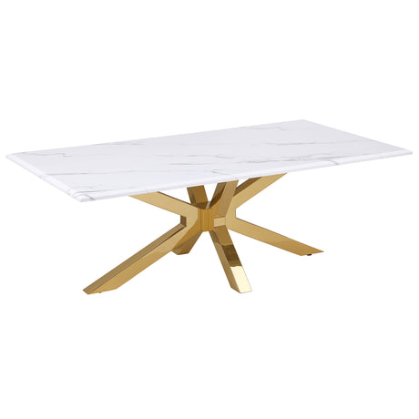 Furniture City Houma - Coaster - Visalia Faux Marble Top Stainless Steel Coffee Table Gold - 710218