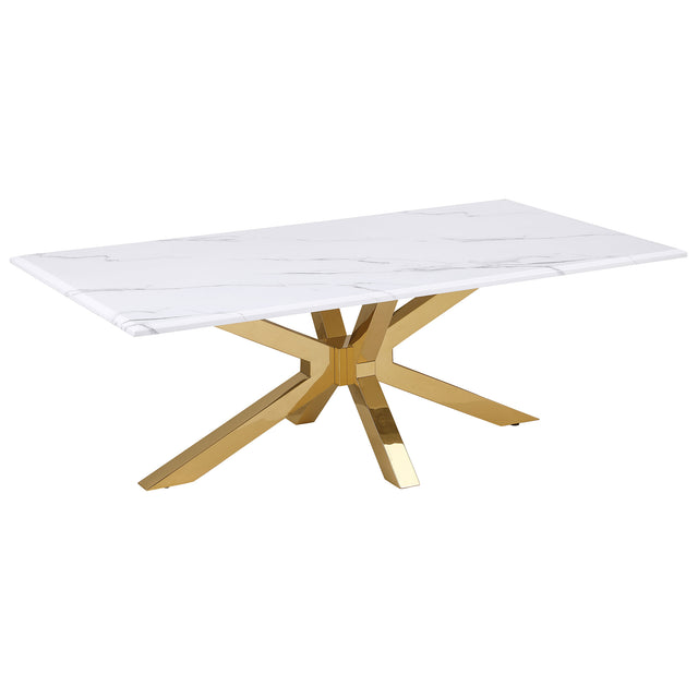 Furniture City Houma - Coaster - Visalia Faux Marble Top Stainless Steel Coffee Table Gold - 710218