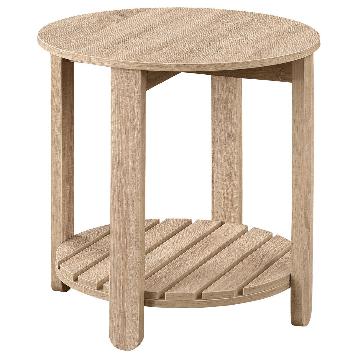Furniture City Houma - Coaster - Fowler 1-shelf Round Engineered Wood Side End Table Natural - 710287
