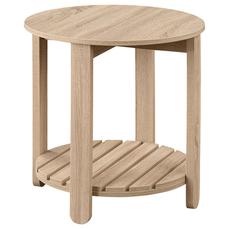 Furniture City Houma - Coaster - Fowler 1-shelf Round Engineered Wood Side End Table Natural - 710287