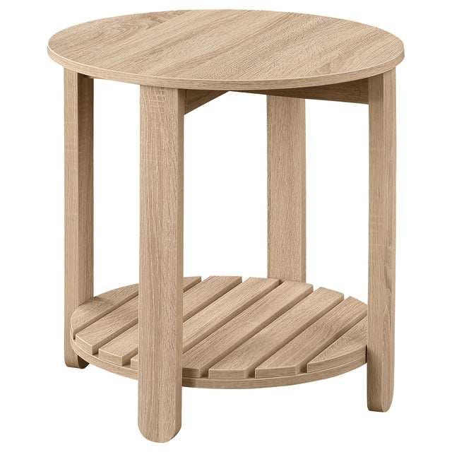 Furniture City Houma - Coaster - Fowler 1-shelf Round Engineered Wood Side End Table Natural - 710287