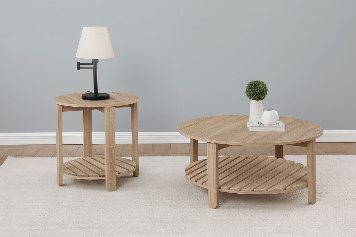 Furniture City Houma - Coaster - Fowler 2-piece Round Coffee and End Table Set Natural - 710288-S2