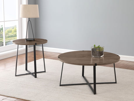 Furniture City Houma - Coaster - Marcus 2-piece Round Coffee and End Table Set Light Brown - 710298-S2