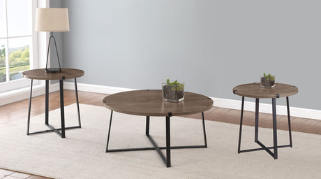 Furniture City Houma - Coaster - Marcus 3-piece Round Coffee and End Table Set Light Brown - 710298-S3