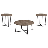 Marcus 3-piece Round Coffee and End Table Set Light Brown