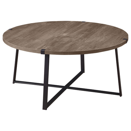 Furniture City Houma - Coaster - Marcus Round Engineered Wood Coffee Table Light Brown - 710298