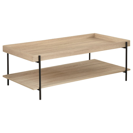 Furniture City Houma - Coaster - Fallon Rectangular Engineered Wood Coffee Table Light Brown - 710308
