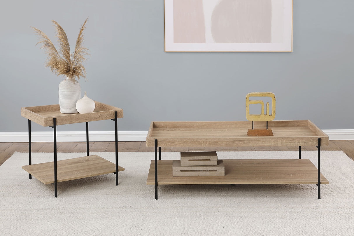 Furniture City Houma - Coaster - Fallon 2-piece Rectangular Coffee and End Table Set Natural - 710308-S2