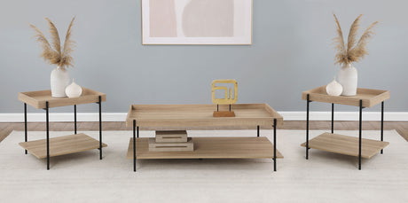 Furniture City Houma - Coaster - Fallon 3-piece Rectangular Coffee and End Table Set Natural - 710308-S3