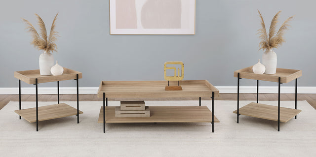Furniture City Houma - Coaster - Fallon 3-piece Rectangular Coffee and End Table Set Natural - 710308-S3