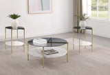 Furniture City Houma - Coaster - Jonelle 3-piece Round Coffee and End Table Set Gold - 710338-S3