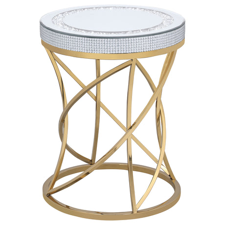 Furniture City Houma - Coaster - Elise Round Mirror Top Stainless Steel End Table Gold - 710367