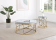 Furniture City Houma - Coaster - Elise 2-piece Round Mirror Top Coffee and End Table Set Gold - 710368-S2
