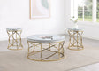 Furniture City Houma - Coaster - Elise 3-piece Round Mirror Top Coffee and End Table Set Gold - 710368-S3