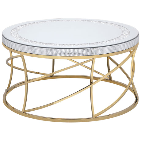 Furniture City Houma - Coaster - Elise Round Mirror Top Stainless Steel Coffee Table Gold - 710368
