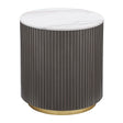 Furniture City Houma - Coaster - Jason Round Marble Top Side End Table White and Charcoal - 710417