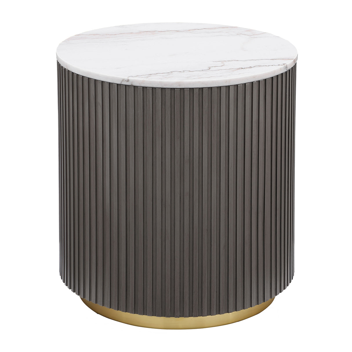 Furniture City Houma - Coaster - Jason Round Marble Top Side End Table White and Charcoal - 710417