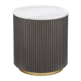 Furniture City Houma - Coaster - Jason Round Marble Top Side End Table White and Charcoal - 710417