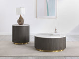 Furniture City Houma - Coaster - Jason 2-piece Round Marble Coffee and End Table Set White - 710418-S2