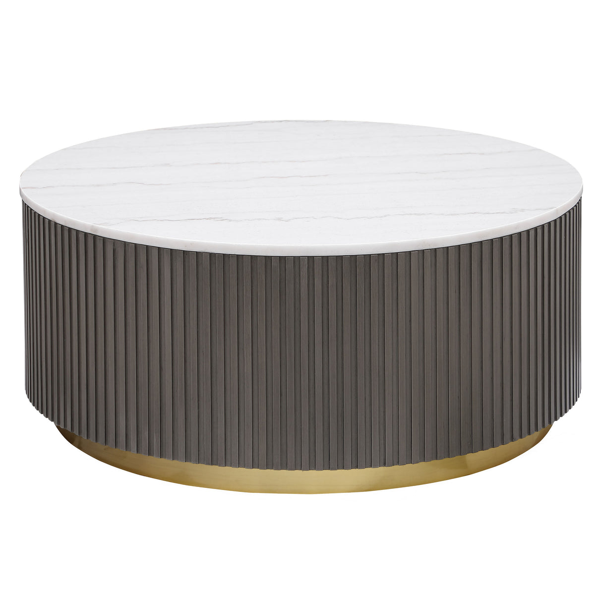 Furniture City Houma - Coaster - Jason Round Marble Top Coffee Table White and Charcoal - 710418