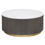 Furniture City Houma - Coaster - Jason Round Marble Top Coffee Table White and Charcoal - 710418