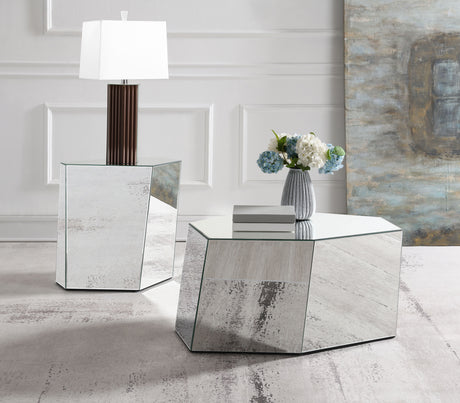 Furniture City Houma - Coaster - Capella 2-piece Mirrored Coffee and End Table Set Silver - 710446-S2