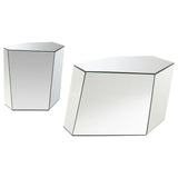 Capella 2-piece Mirrored Coffee and End Table Set Silver