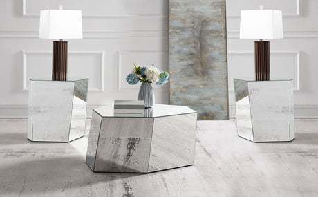 Furniture City Houma - Coaster - Capella 3-piece Mirrored Coffee and End Table Set Silver - 710446-S3