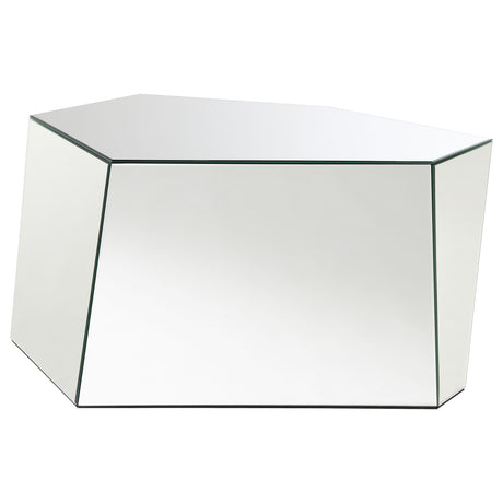 Furniture City Houma - Coaster - Capella Mirrored Abstract Geometric Coffee Table Silver - 710446