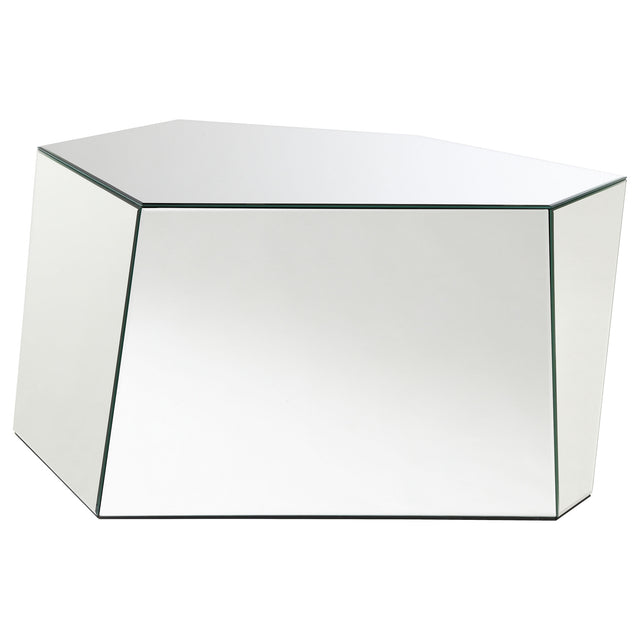 Furniture City Houma - Coaster - Capella Mirrored Abstract Geometric Coffee Table Silver - 710446