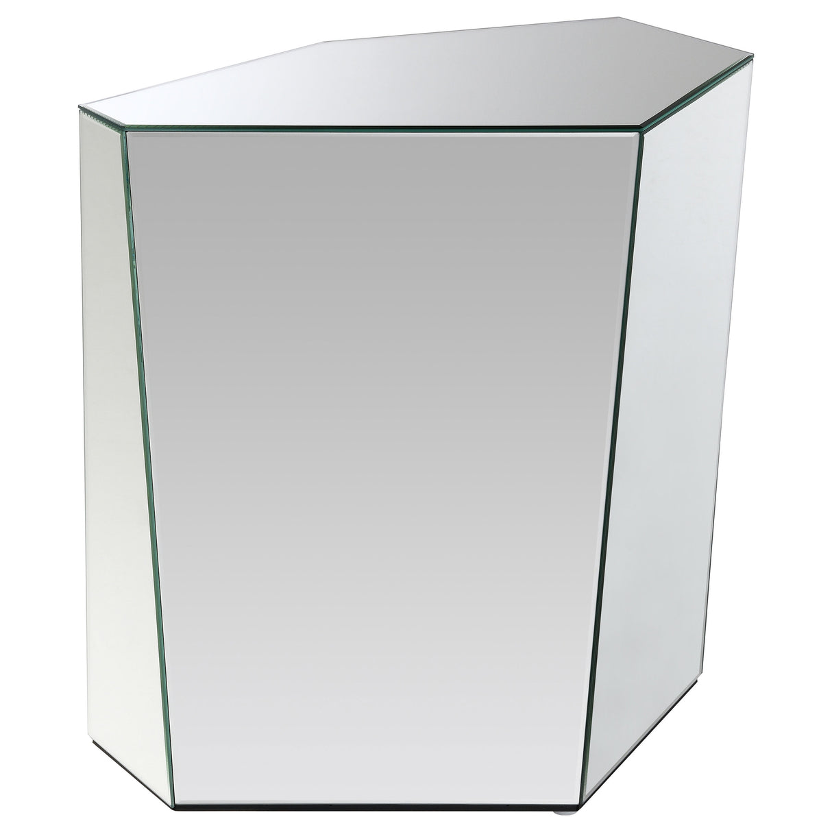 Furniture City Houma - Coaster - Capella Mirrored Abstract Geometric End Table Silver - 710447