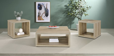 Furniture City Houma - Coaster - Frisco 3-piece Coffee and End Table Set Distressed Pine - 710518-S3
