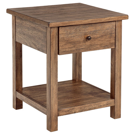 Furniture City Houma - Coaster - Payne 1-drawer Wood End Table with Shelf Distressed Brown - 710547
