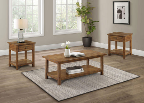 Furniture City Houma - Coaster - Payne 3-piece Coffee and 1-drawer End Table Set Brown - 710548-S3