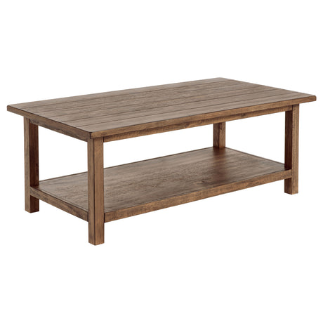 Furniture City Houma - Coaster - Payne Wood Coffee Table with Shelf Distressed Brown - 710548